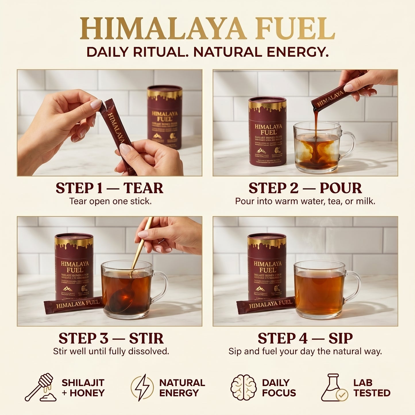 Himalaya Fuel™ Shilajit Honey Sticks for Natural Energy