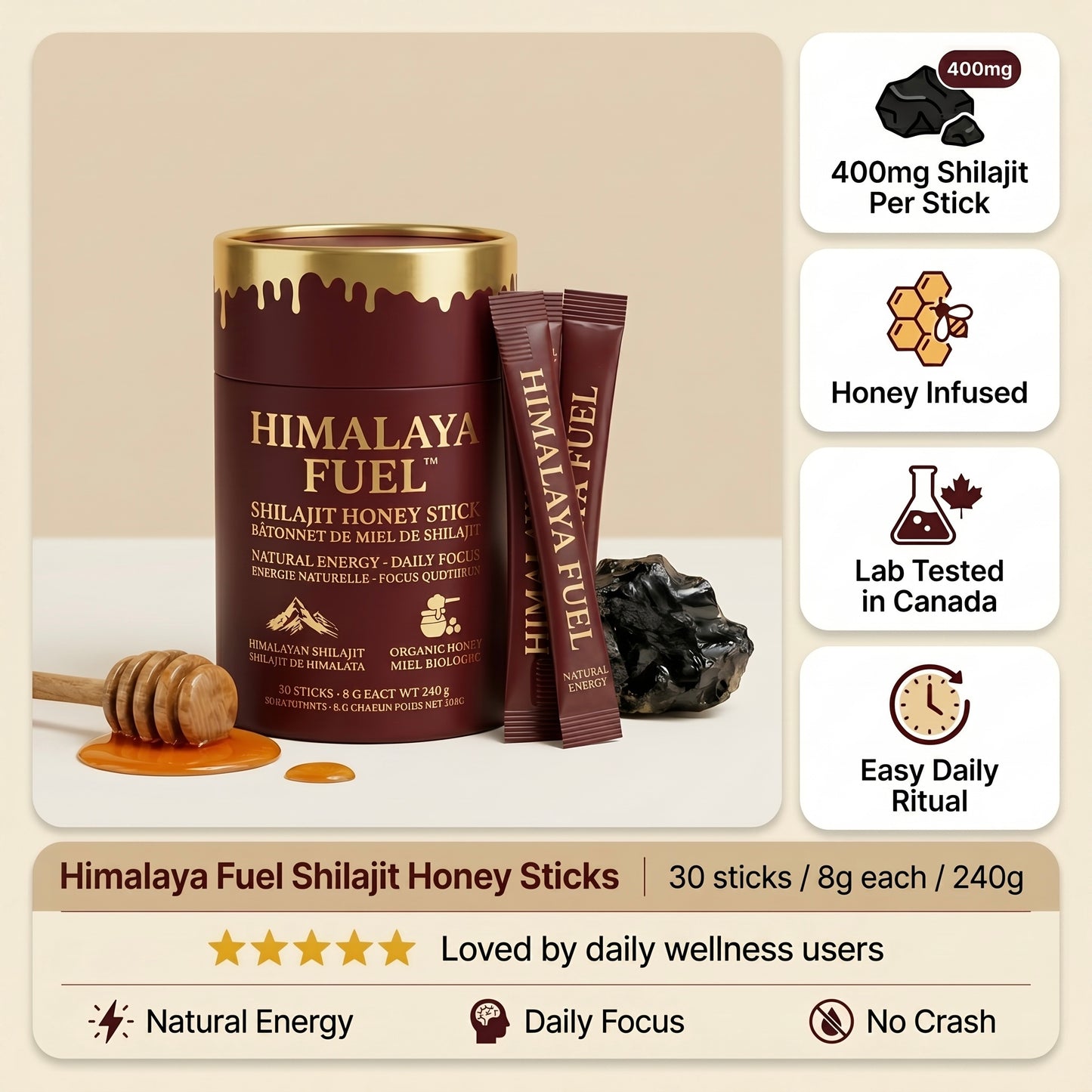 Himalaya Fuel™ Shilajit Honey Sticks for Natural Energy