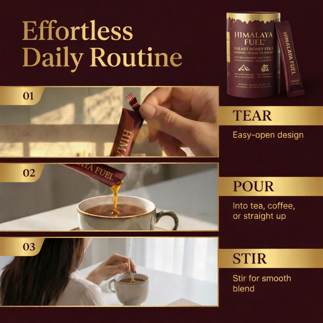 Himalaya Fuel™ Shilajit Honey Sticks (30 Pack) – Natural Energy. Daily Focus. | Lab-Tested in Canada