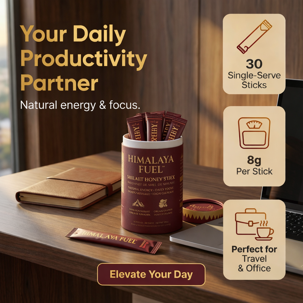 Himalaya Fuel™ Shilajit Honey Sticks (30 Pack) – Natural Energy. Daily Focus. | Lab-Tested in Canada