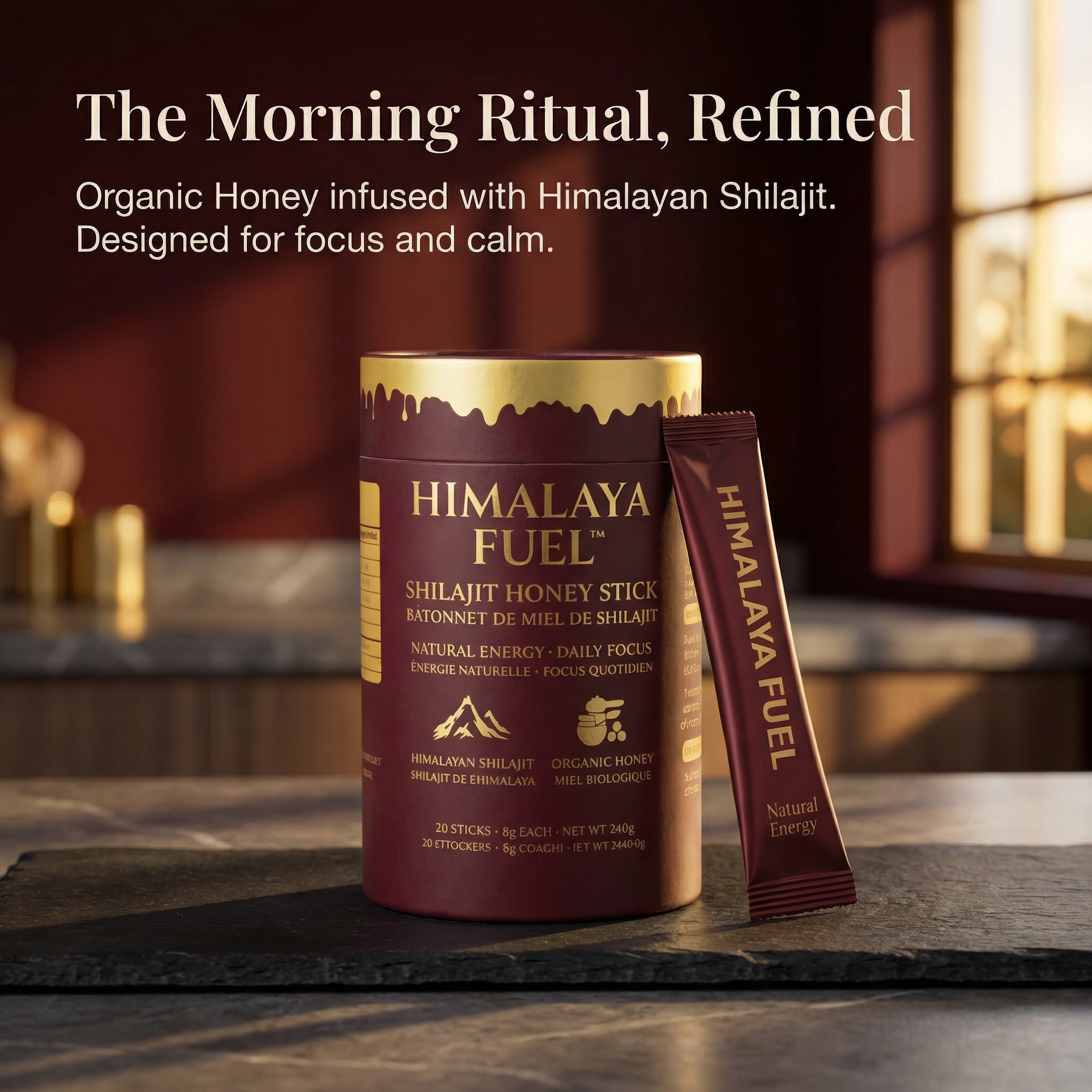 Himalaya Fuel™ Shilajit Honey Sticks (30 Pack) – Natural Energy. Daily Focus. | Lab-Tested in Canada